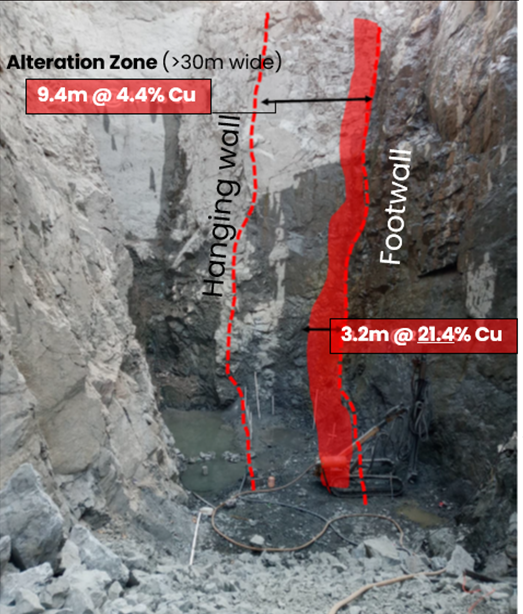 Figure 3: La Huerta high-grade structure from the base of Las Marias pit